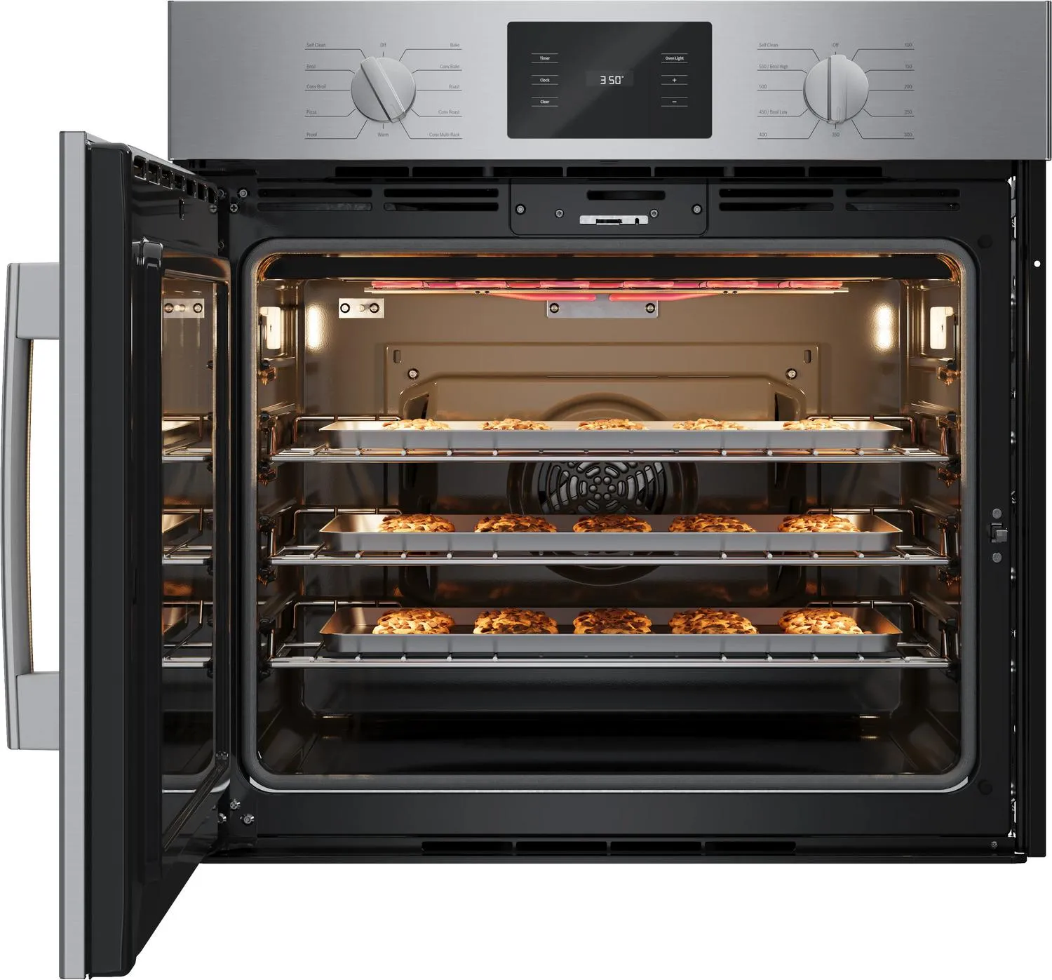 Bosch HBL5455LUC 500 Series Single Wall Oven 30 Left Sideopening Door. Stainless Steel