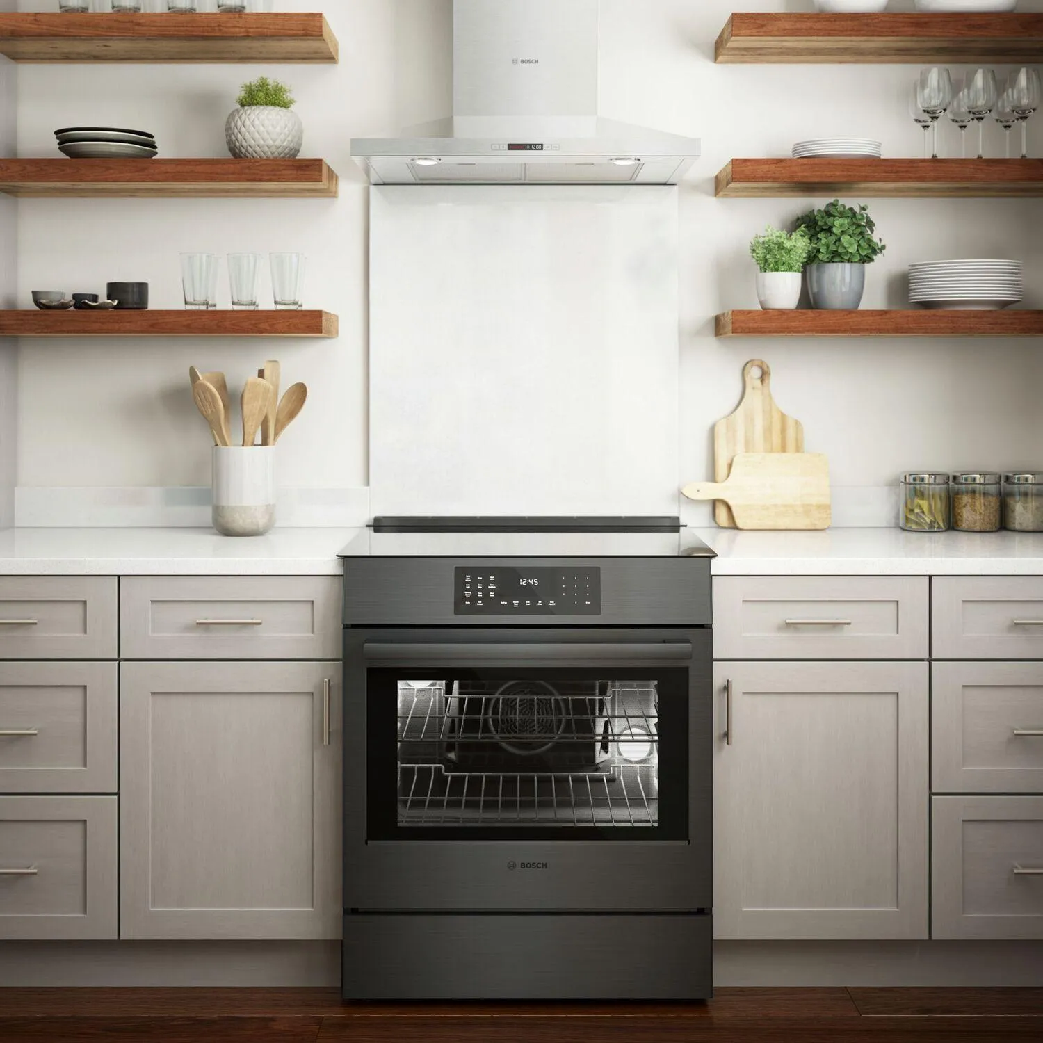 Bosch HII8047U 800 Series Induction Slide-In Range 30'' Black Stainless Steel Hii8047U