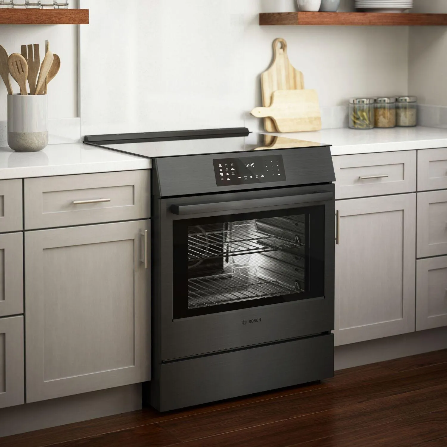 Bosch HII8047U 800 Series Induction Slide-In Range 30'' Black Stainless Steel Hii8047U