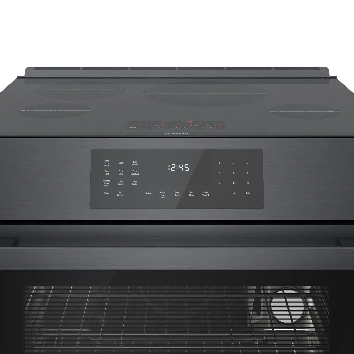 Bosch HII8047U 800 Series Induction Slide-In Range 30'' Black Stainless Steel Hii8047U