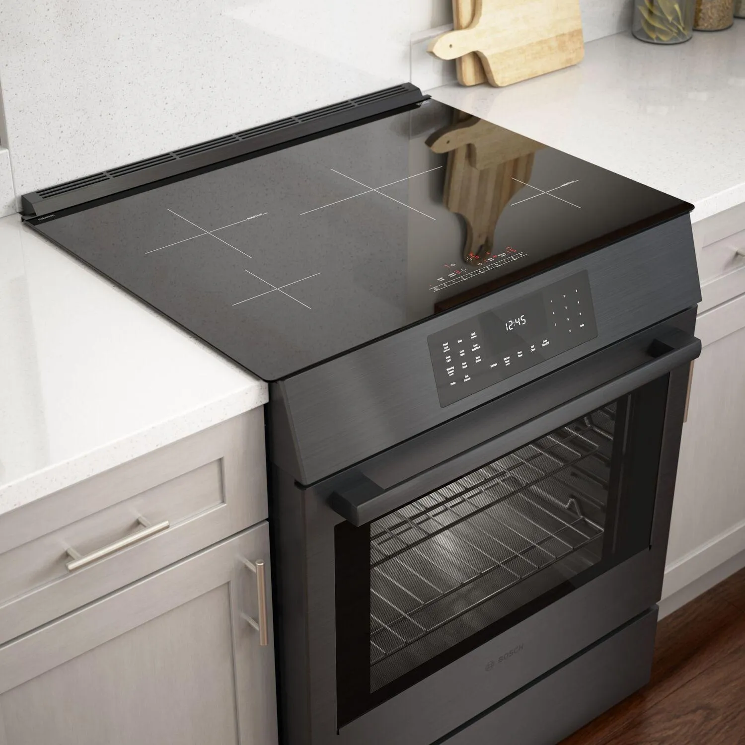 Bosch HII8047U 800 Series Induction Slide-In Range 30'' Black Stainless Steel Hii8047U