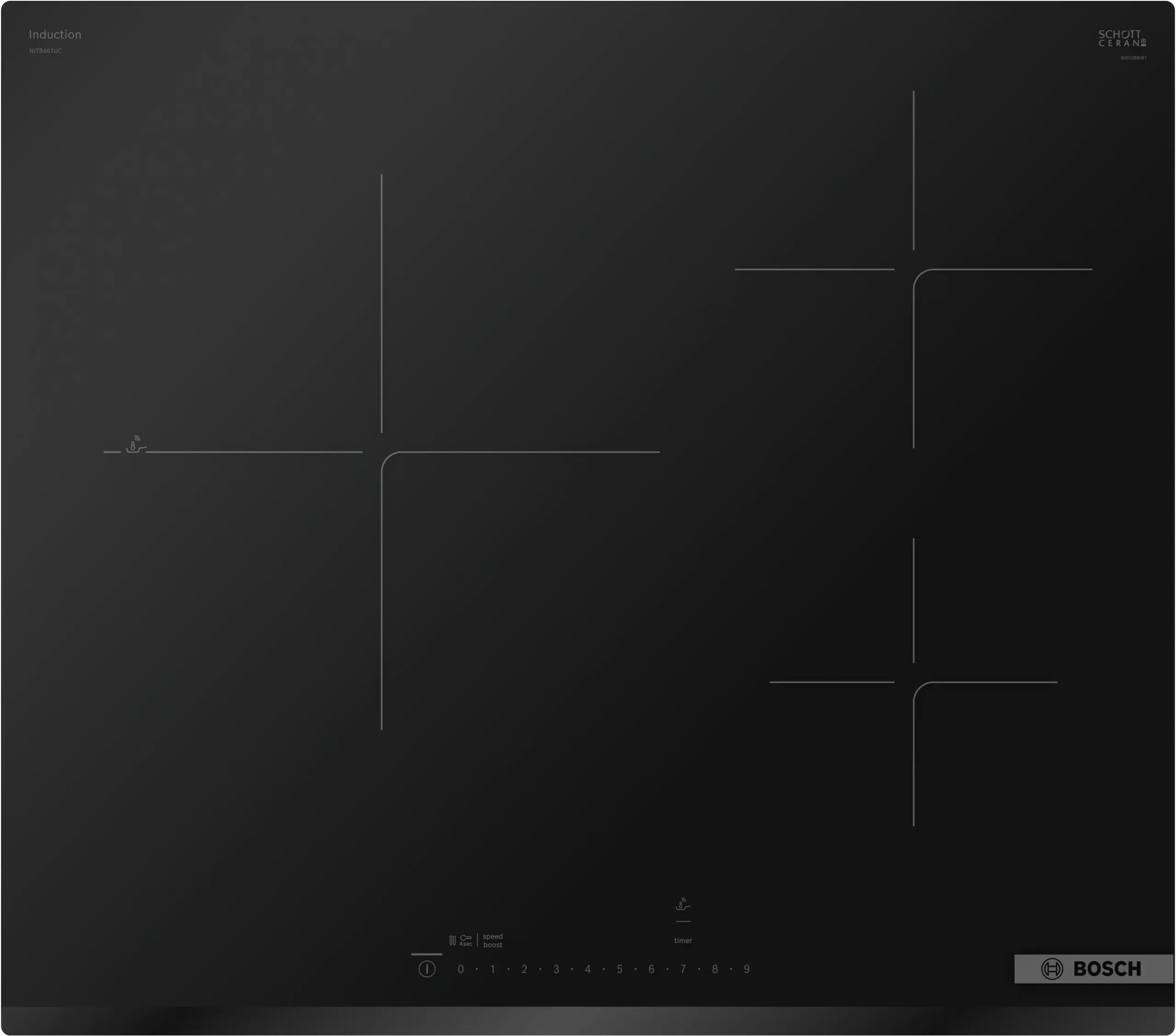 Bosch NIT8461UC 800 Series Induction Cooktop 24 Black. Without Frame