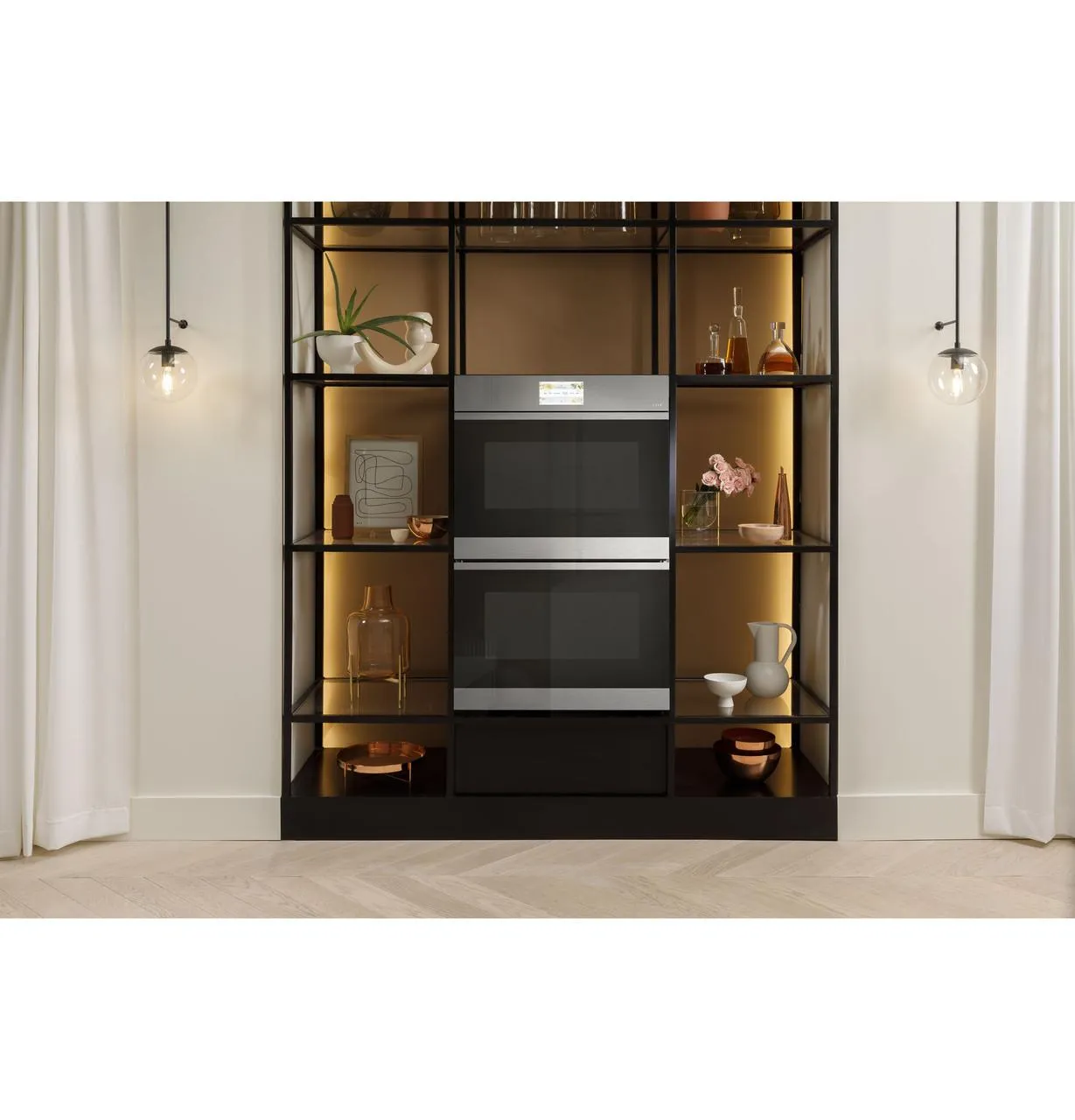 Cafe CTD90DM2NS5 Caf&#8482; Minimal Series 30 Smart Built-In Convection Double Wall Oven In Platinum Glass