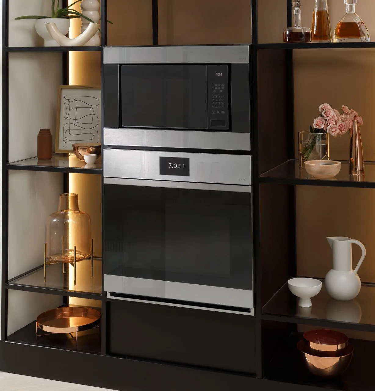 Cafe CTD90DM2NS5 Caf&#8482; Minimal Series 30 Smart Built-In Convection Double Wall Oven In Platinum Glass