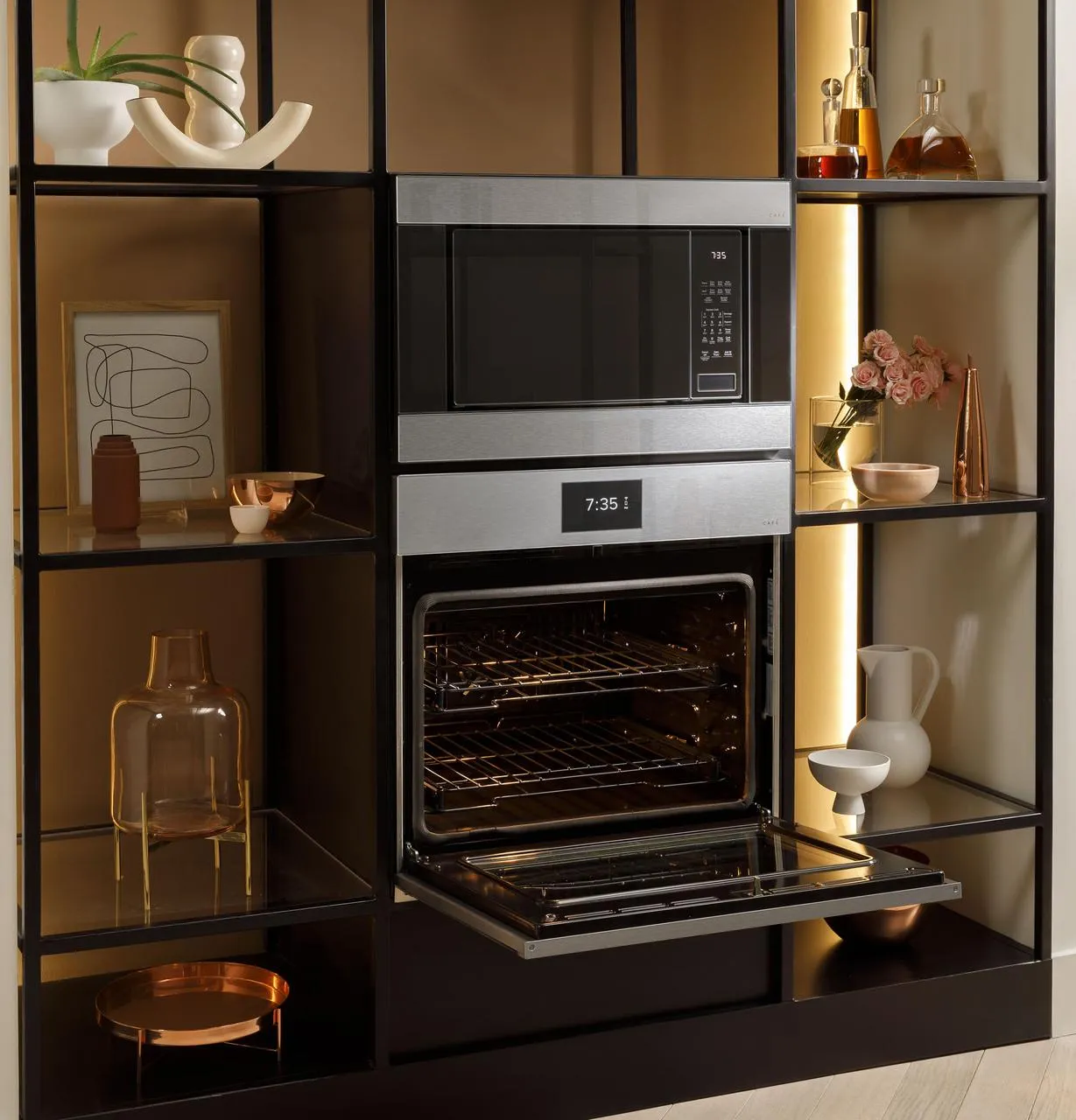 Cafe CTD90DM2NS5 Caf&#8482; Minimal Series 30 Smart Built-In Convection Double Wall Oven In Platinum Glass