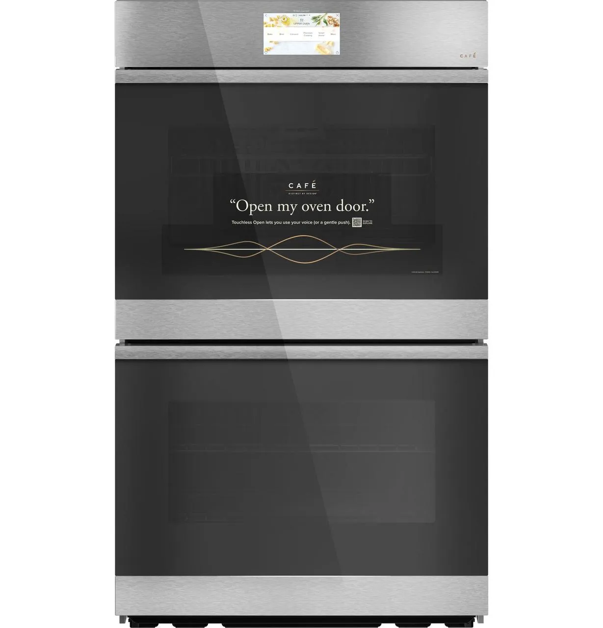 Cafe CTD90DM2NS5 Caf&#8482; Minimal Series 30 Smart Built-In Convection Double Wall Oven In Platinum Glass