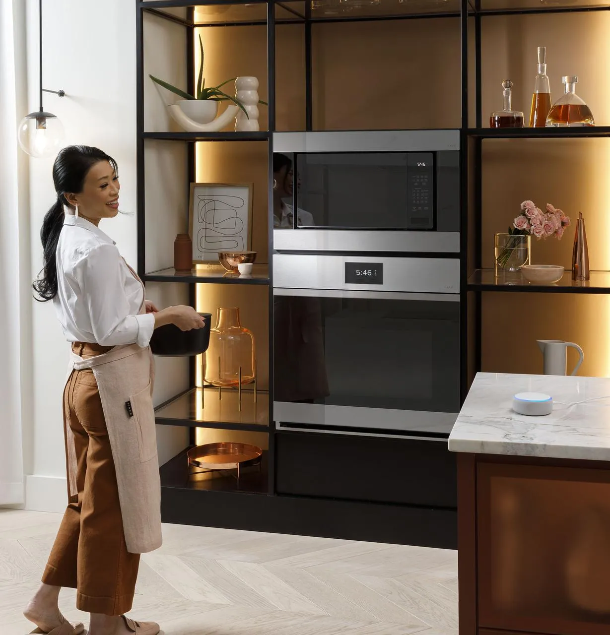 Cafe CTD90DM2NS5 Caf&#8482; Minimal Series 30 Smart Built-In Convection Double Wall Oven In Platinum Glass