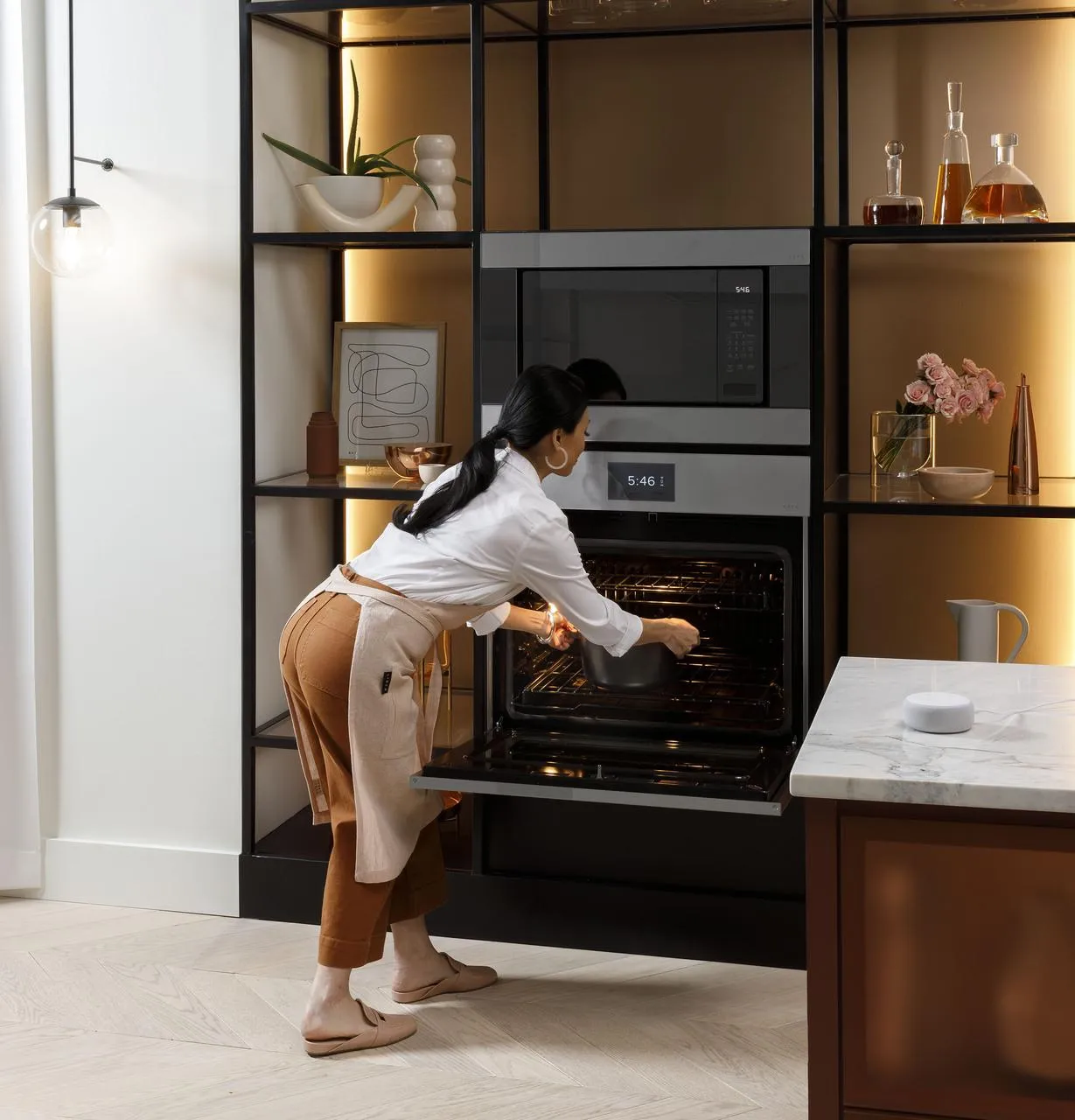 Cafe CTD90DM2NS5 Caf&#8482; Minimal Series 30 Smart Built-In Convection Double Wall Oven In Platinum Glass