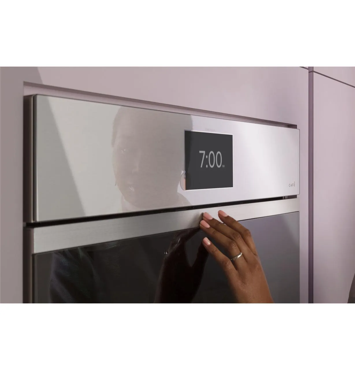 Cafe CTD90DM2NS5 Caf&#8482; Minimal Series 30 Smart Built-In Convection Double Wall Oven In Platinum Glass