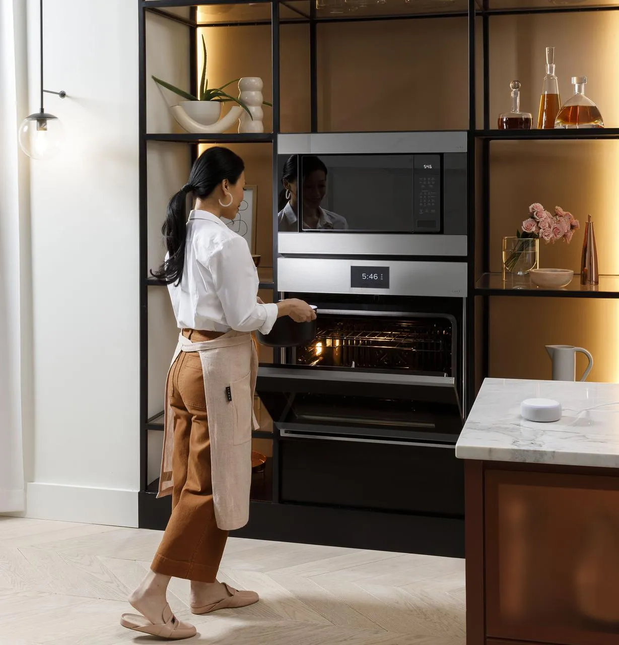 Cafe CTD90DM2NS5 Caf&#8482; Minimal Series 30 Smart Built-In Convection Double Wall Oven In Platinum Glass
