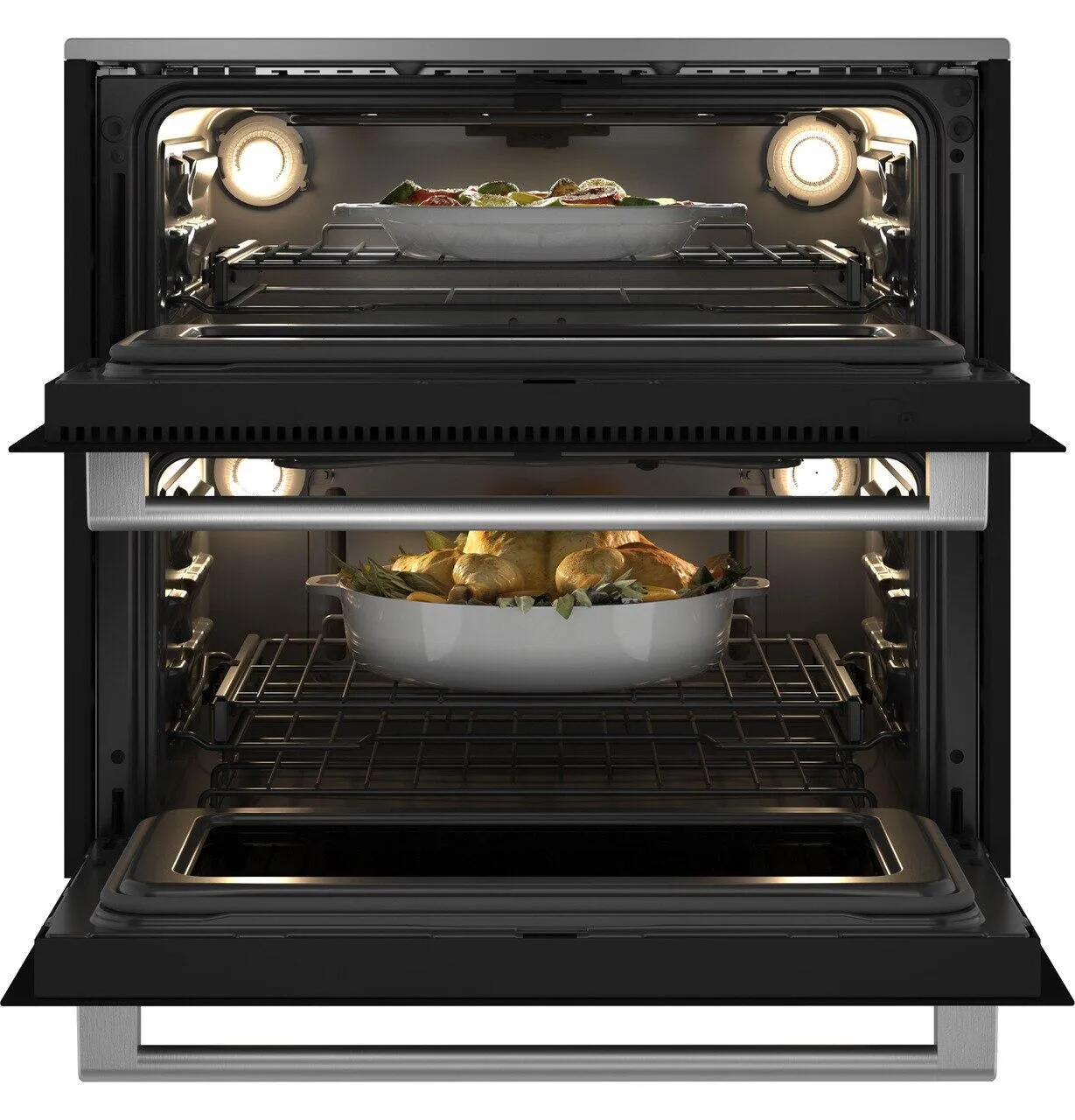 Cafe CTS92DM2NS5 Caf&#8482; 30 Smart Built-In Twin Flex Single Wall Oven In Platinum Glass