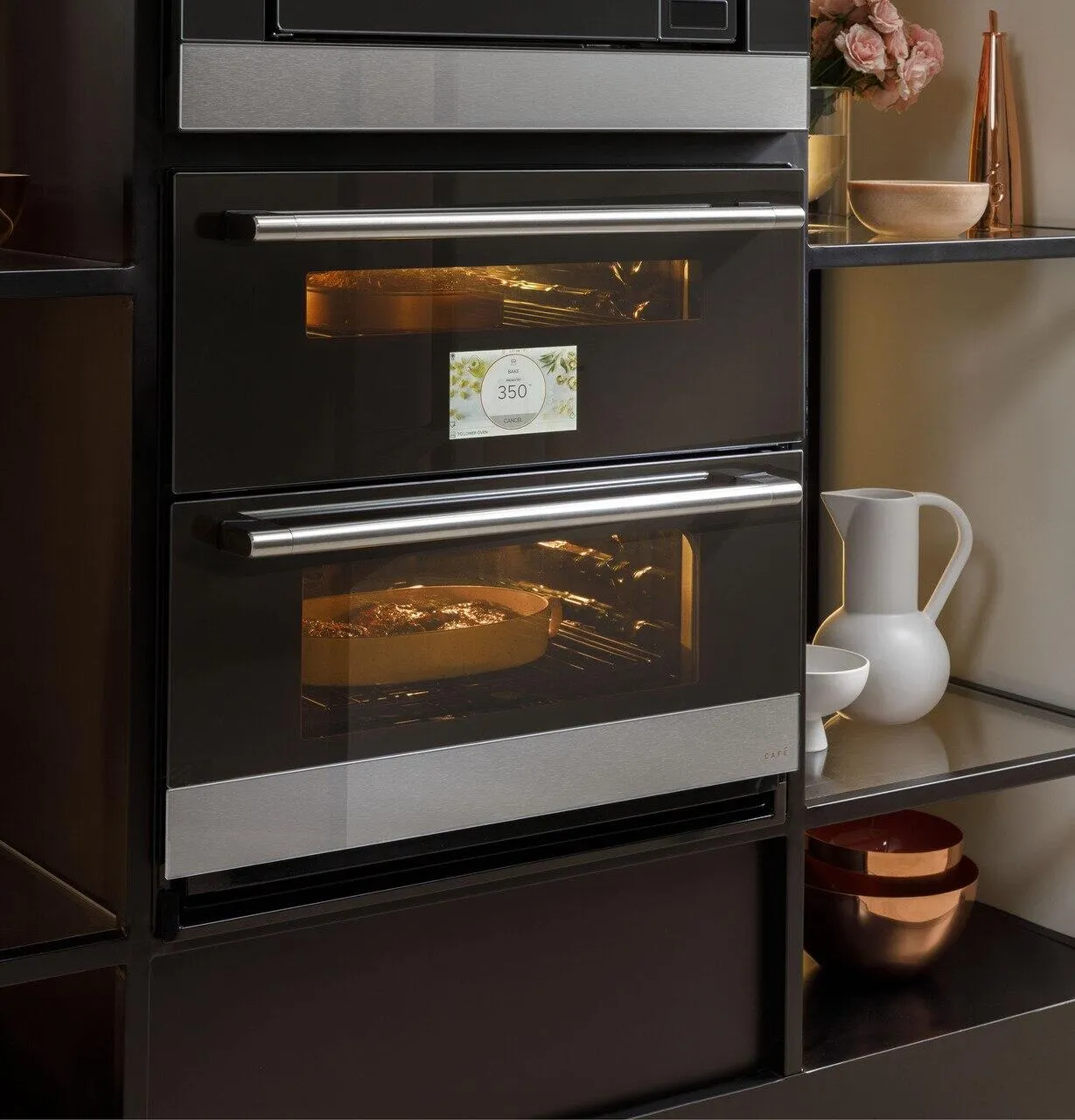 Cafe CTS92DM2NS5 Caf&#8482; 30 Smart Built-In Twin Flex Single Wall Oven In Platinum Glass