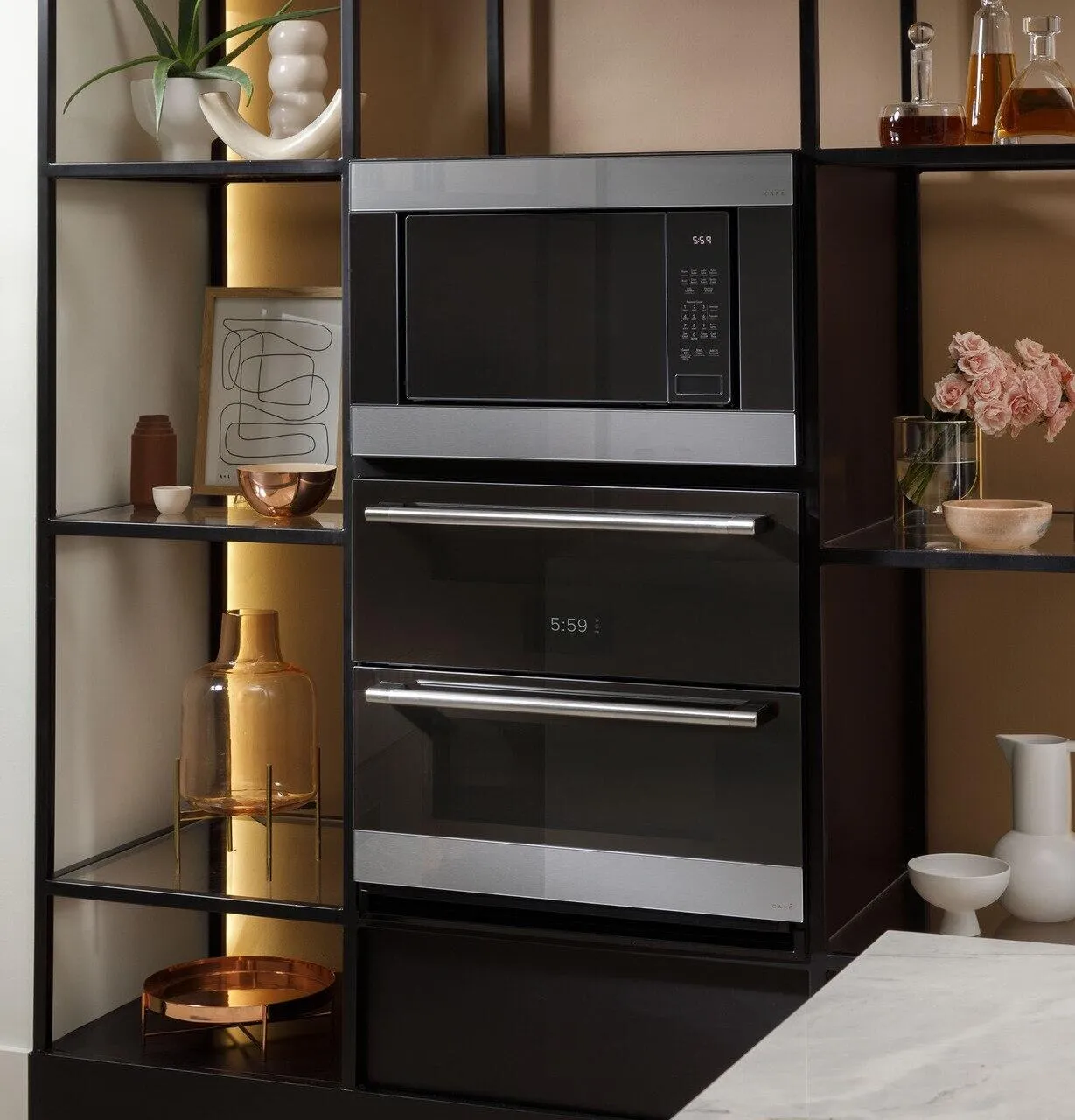 Cafe CTS92DM2NS5 Caf&#8482; 30 Smart Built-In Twin Flex Single Wall Oven In Platinum Glass