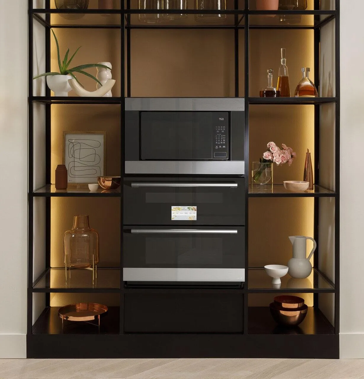 Cafe CTS92DM2NS5 Caf&#8482; 30 Smart Built-In Twin Flex Single Wall Oven In Platinum Glass