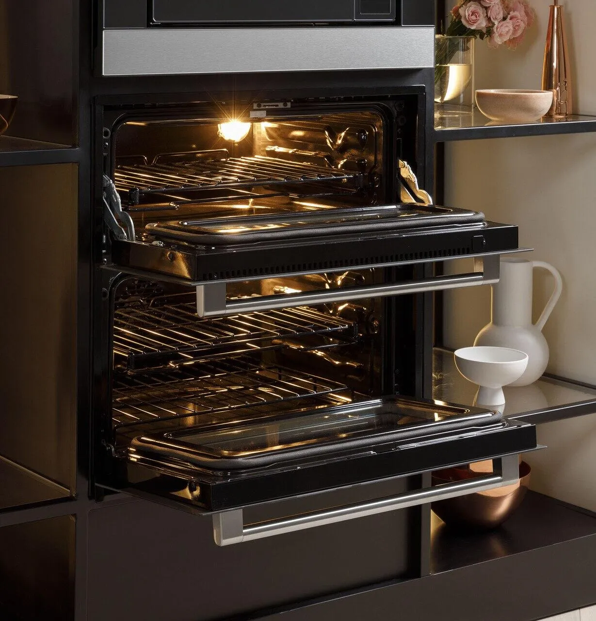 Cafe CTS92DM2NS5 Caf&#8482; 30 Smart Built-In Twin Flex Single Wall Oven In Platinum Glass