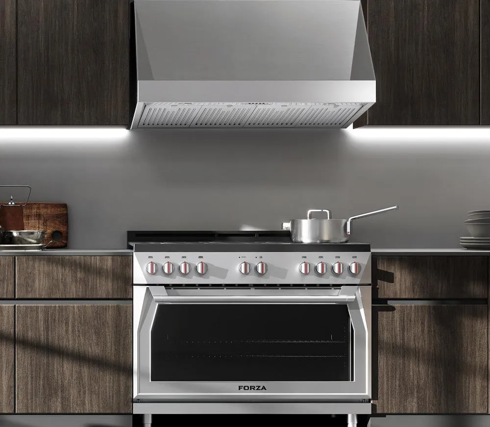 Forzacucina FH4824 48 Inch Professional Wall Mounted Range Hood. 24 Inches Tall