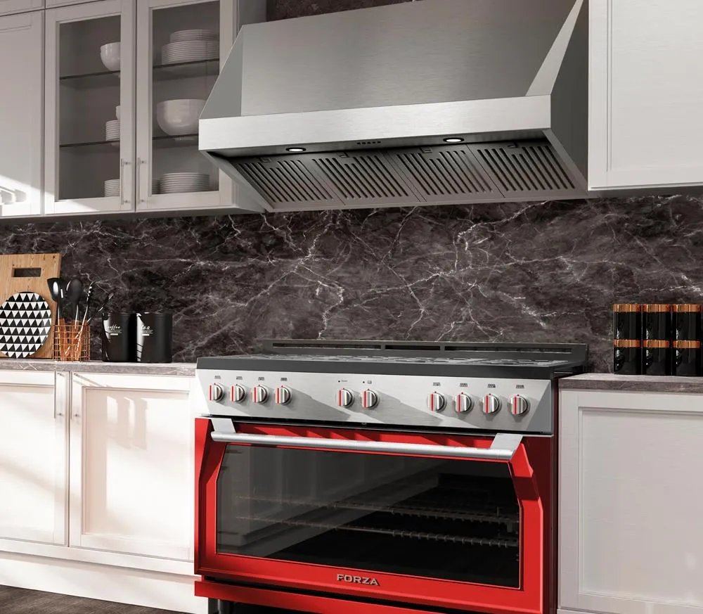 Forzacucina FH4824 48 Inch Professional Wall Mounted Range Hood. 24 Inches Tall