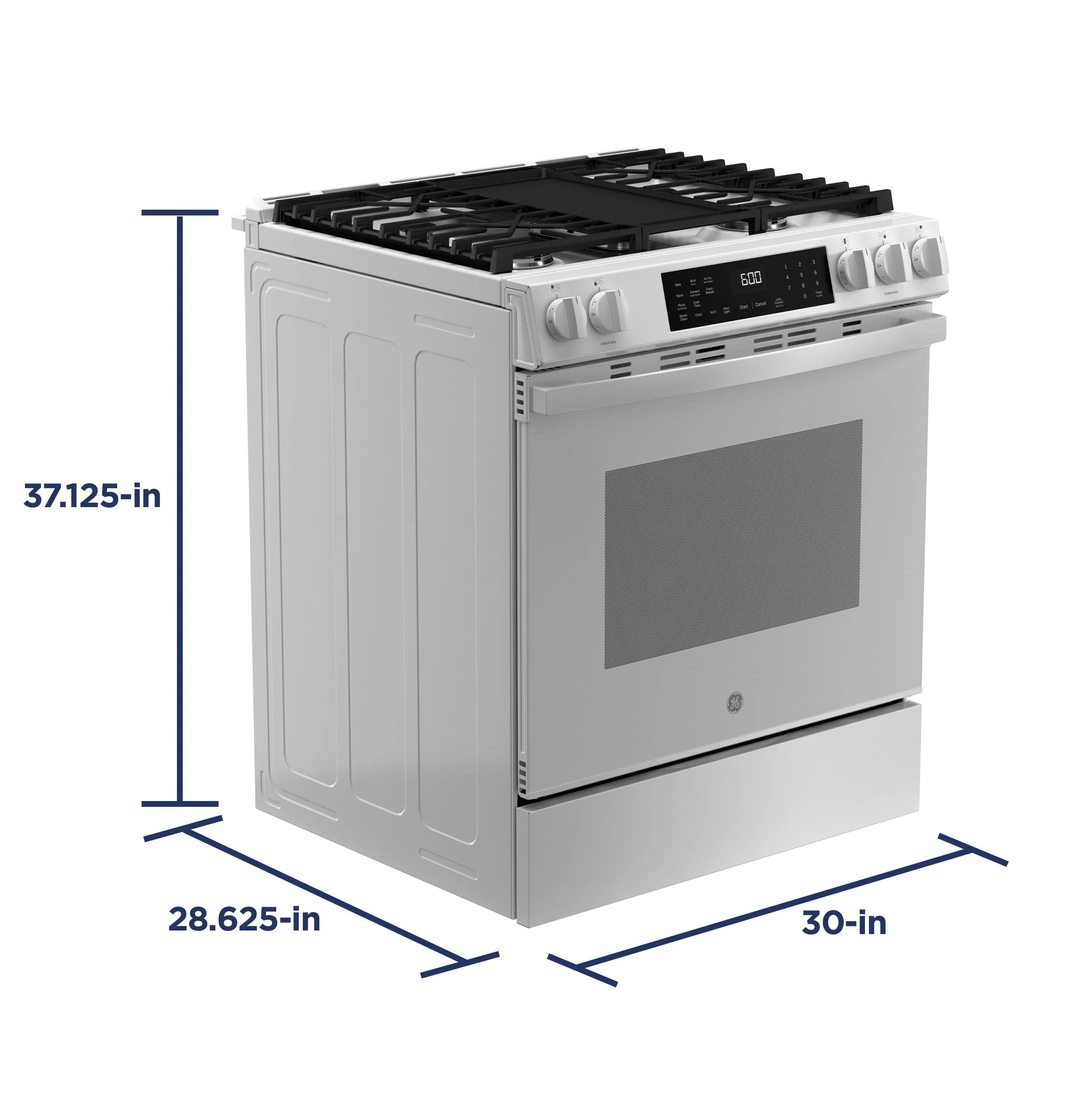 Ge Appliances GGS600AVWW Ge 30 Slide-In Front-Control Convection Gas Range With No Preheat Air Fry And Easywash&#8482; Oven Tray