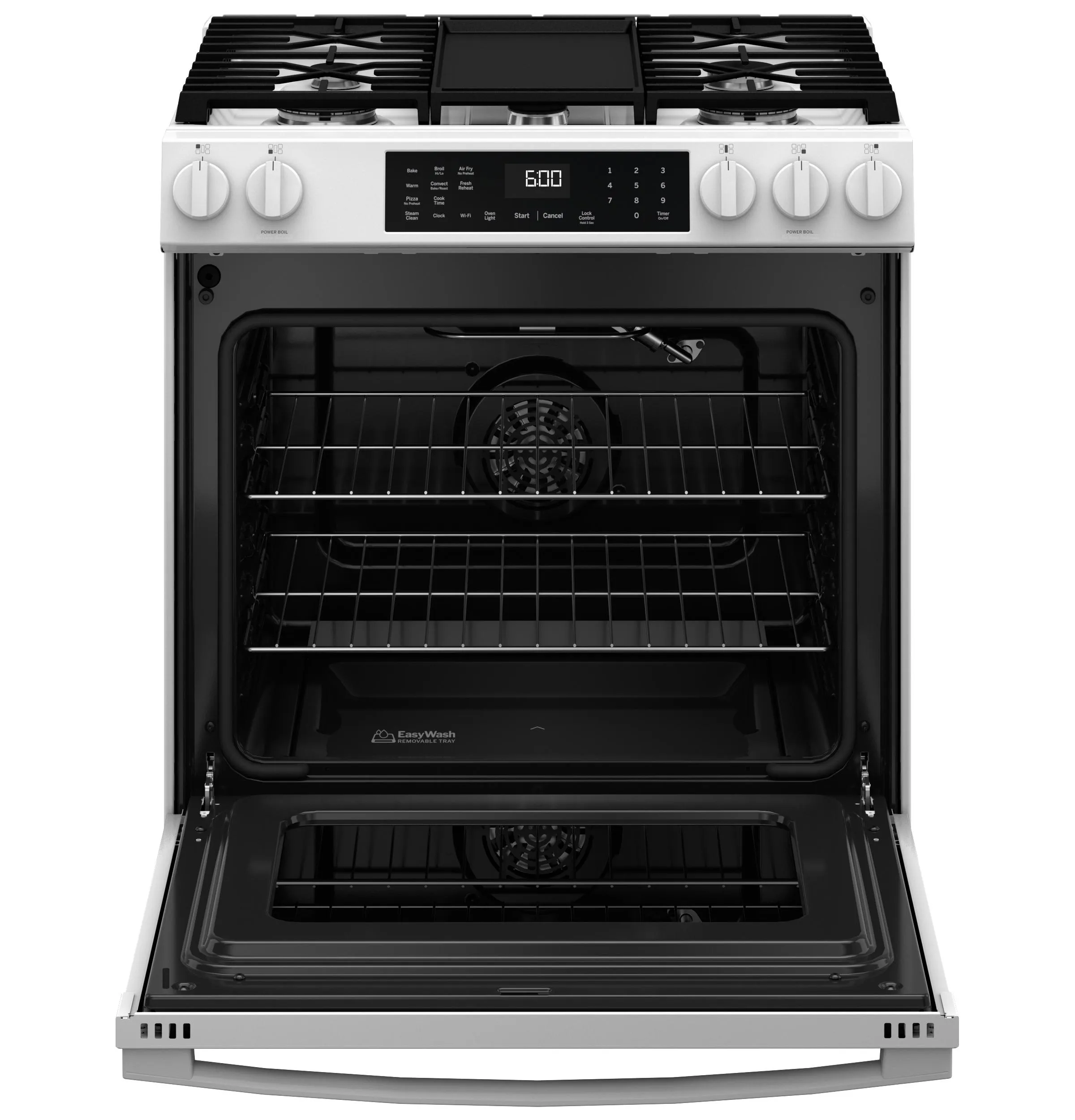 Ge Appliances GGS600AVWW Ge 30 Slide-In Front-Control Convection Gas Range With No Preheat Air Fry And Easywash&#8482; Oven Tray