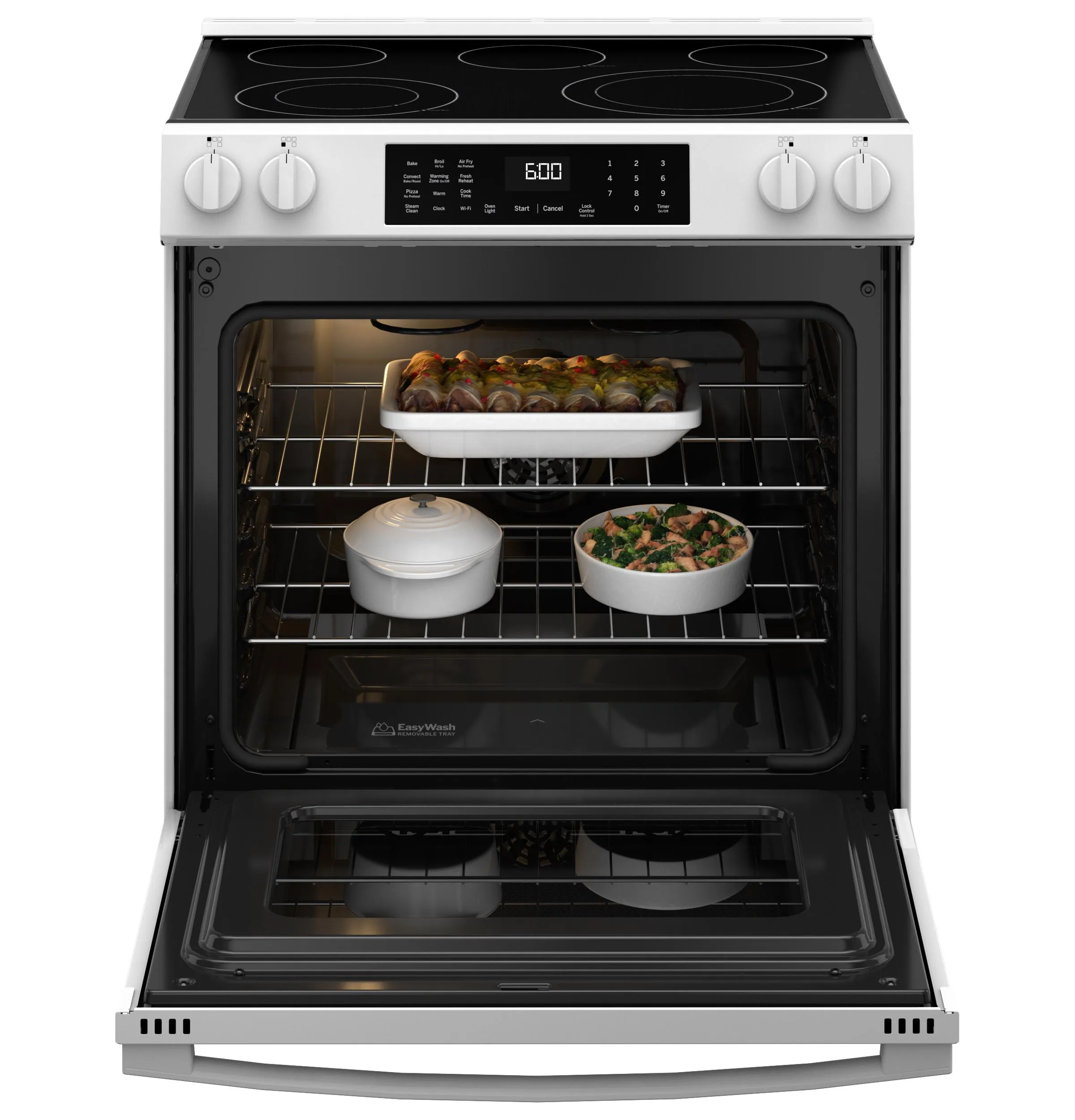 Ge Appliances GRS600AVWW Ge 30 Slide-In Electric Convection Range With No Preheat Air Fry And Easywash&#8482; Oven Tray
