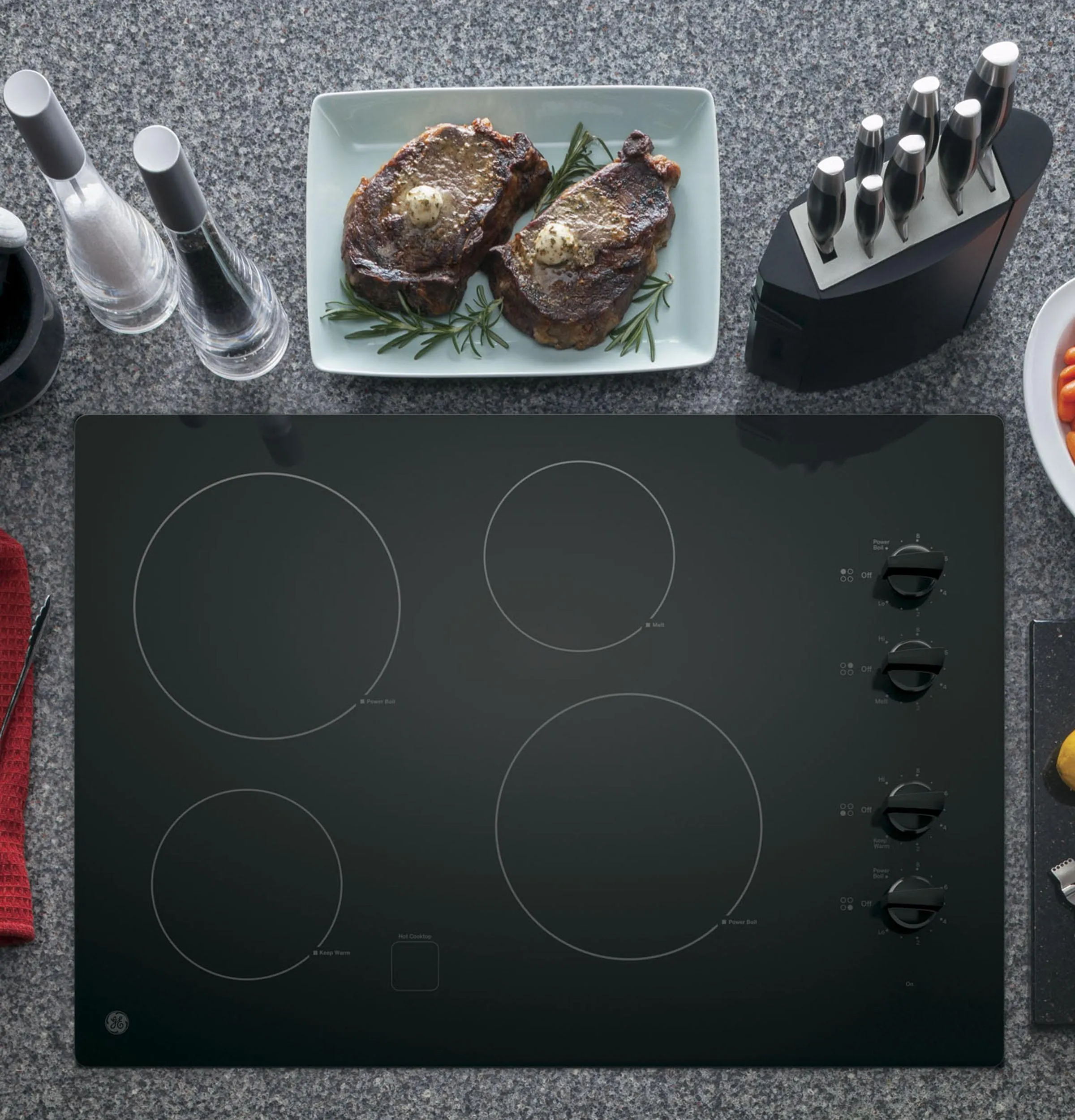 Ge Appliances JP3030DWBB Ge 30 Built-In Knob Control Electric Cooktop