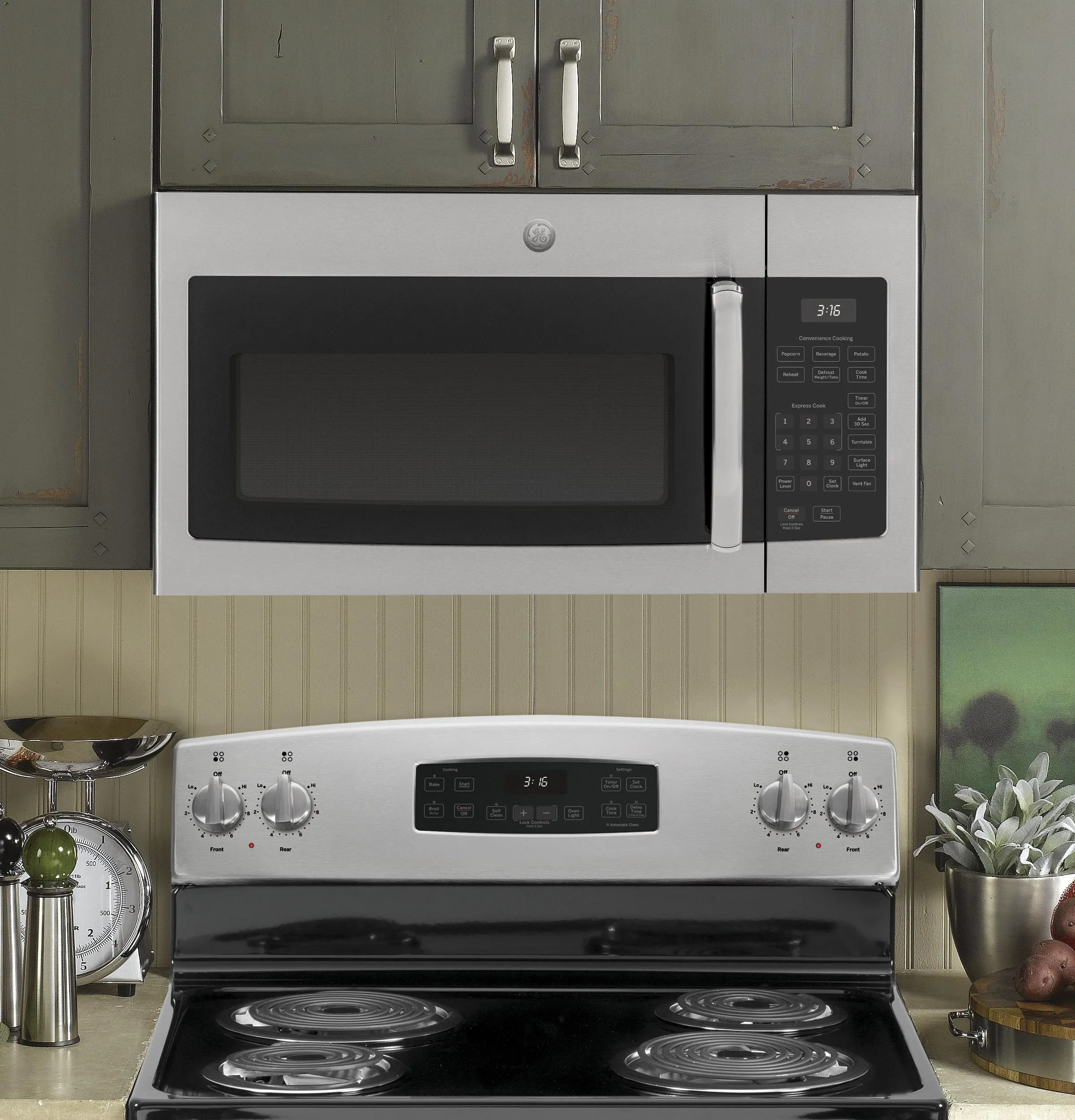 Ge Appliances JVM3160RTSS Ge 1.6 Cu. Ft. Over-The-Range Microwave Oven