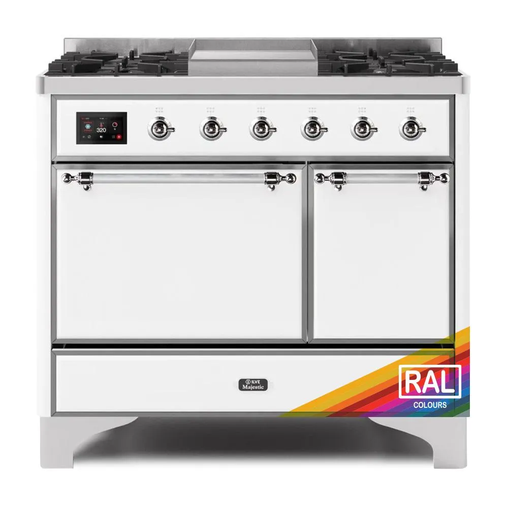 Ilve UMD10FDQNS3RAC Ilve Majestic Ii 40 Umd10Fdqns3Rac Freestanding Dual Fuel Range With 6 Sealed Burners Yes Double Oven With Solid Door In Ral Color With Chrome Knobs