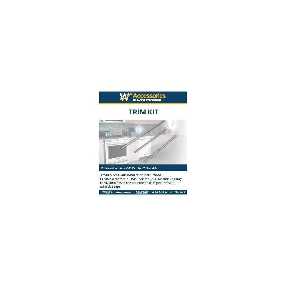Jennair W10675028 Slide-In Range Trim Kit. Stainless Steel