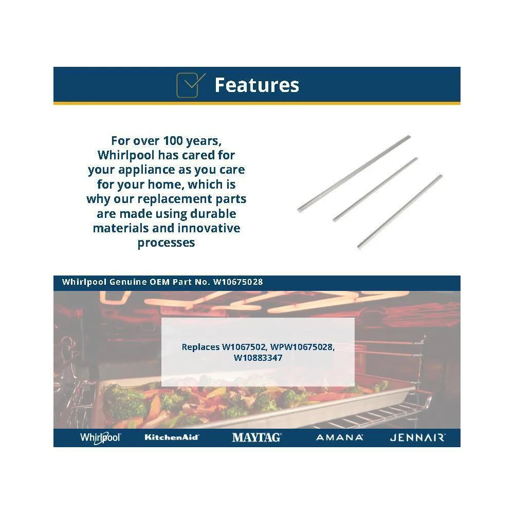 Jennair W10675028 Slide-In Range Trim Kit. Stainless Steel