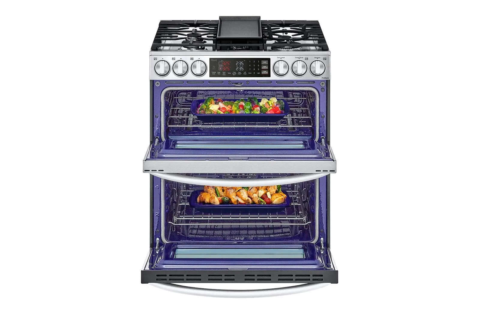 Lg LTGL6937F 6.9 Cu. Ft. Smart Instaview Gas Double Oven Slide-In Range With Probake Convection. Air Fry. And Air Sous Vide
