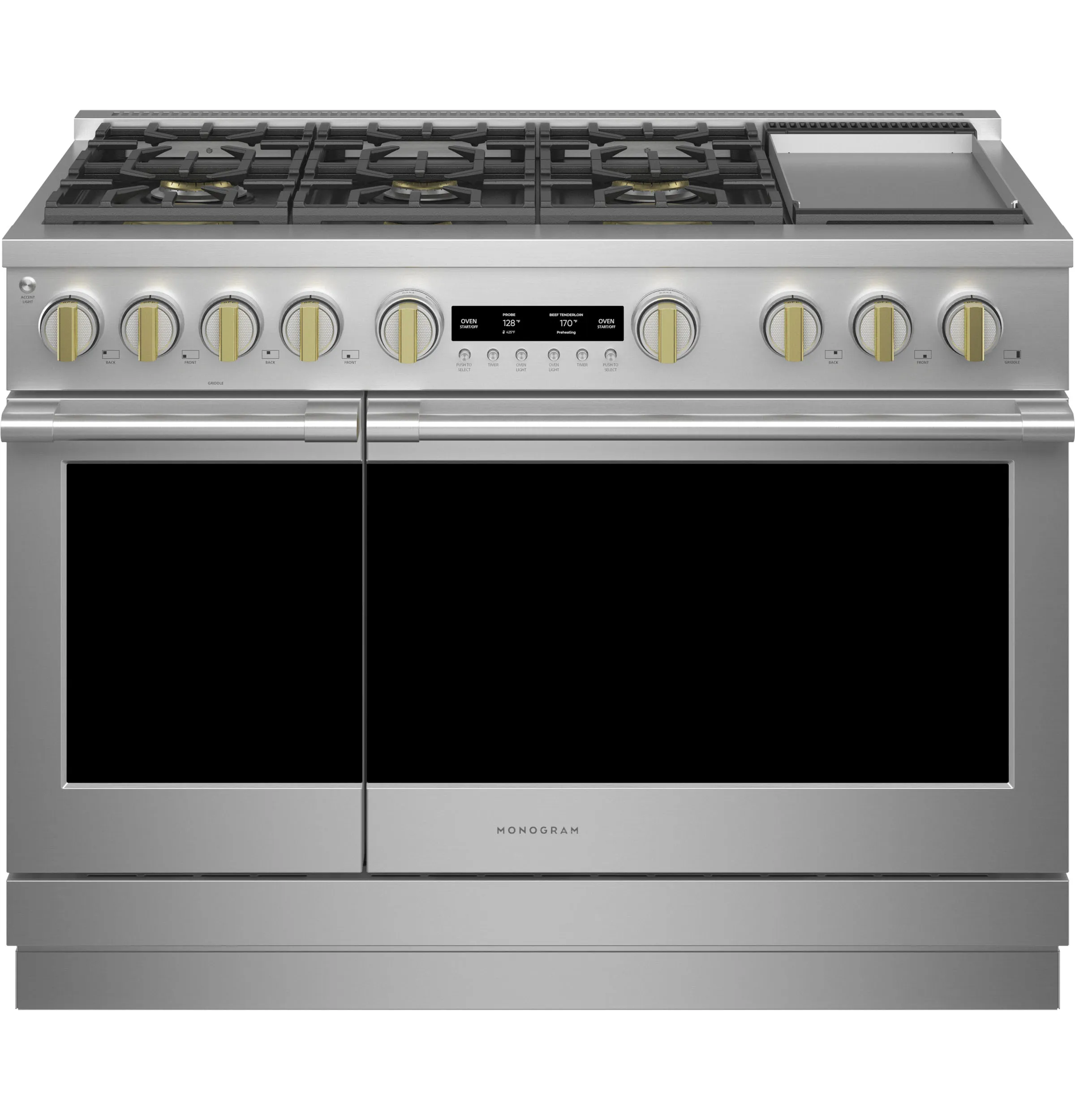 Monogram ZGP486NDTSS Monogram 48 All Gas Professional Range With 6 Burners And Griddle (Natural Gas)