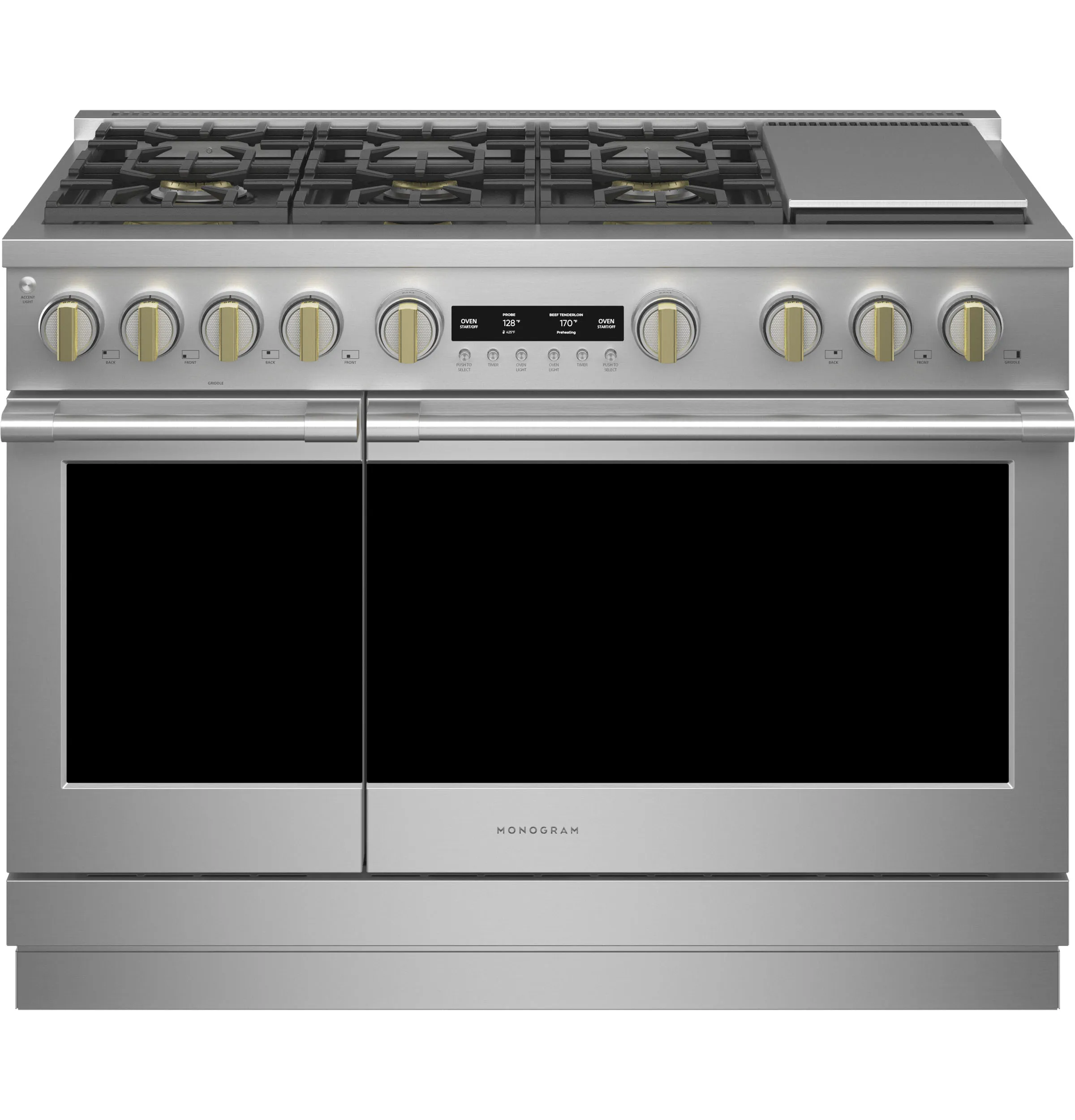 Monogram ZGP486NDTSS Monogram 48 All Gas Professional Range With 6 Burners And Griddle (Natural Gas)