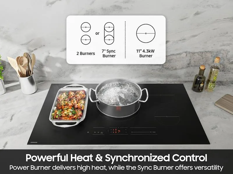 Samsung CC70F36S2DAA 36 Induction Cooktop With Anti-Scratch Matte Glass And Sync Burners In Black