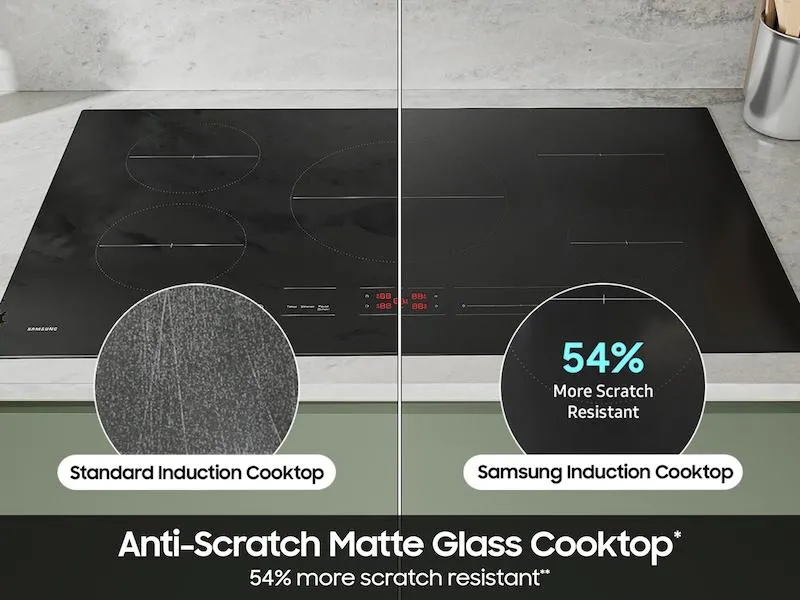 Samsung CC70F36S2DAA 36 Induction Cooktop With Anti-Scratch Matte Glass And Sync Burners In Black