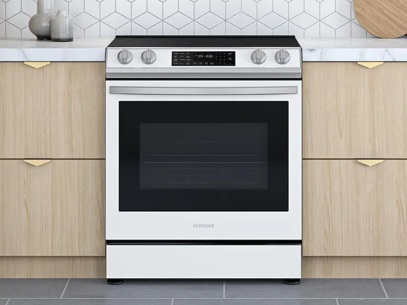 Samsung NE63BB861112 Bespoke 6.3 Cu. Ft. Smart Rapid Heat Induction Slide-In Range With Air Fry & Convection  In White Glass