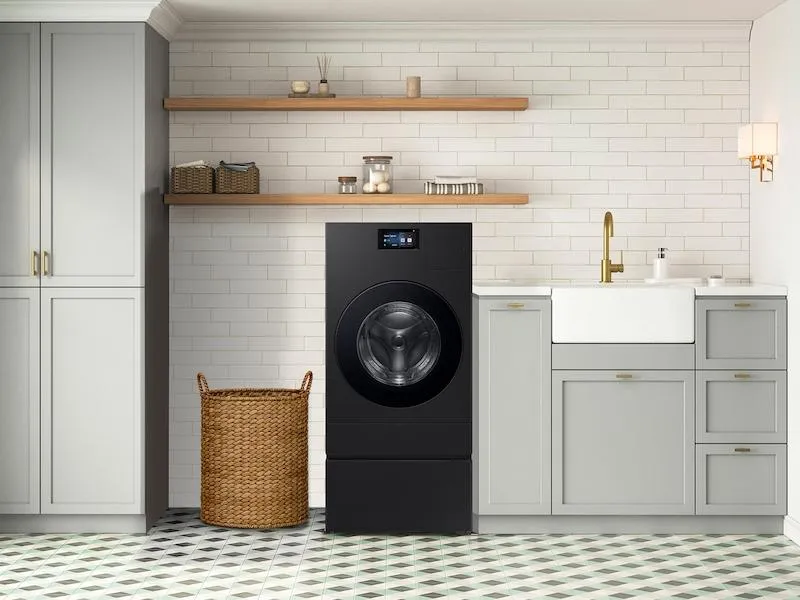 Samsung WE702NB Bespoke Ai Laundry Combo&#8482; Pedestal With Storage Drawer In Brushed Black