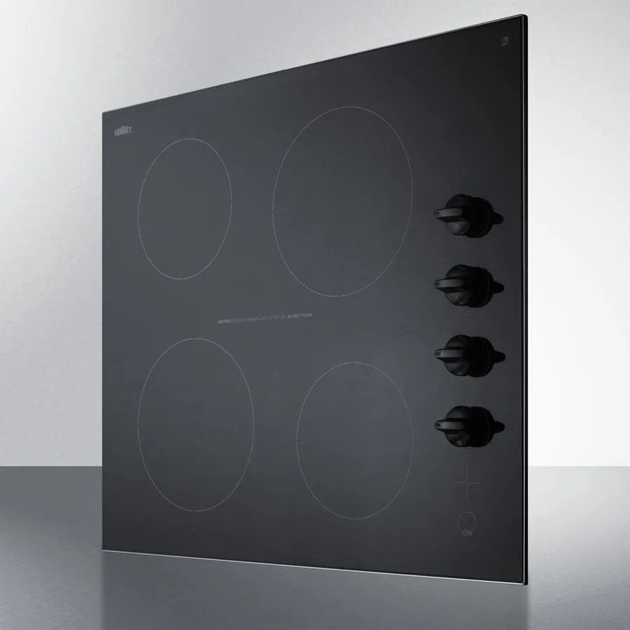 Summit CR4B242BL 24 Wide 230V 4-Burner Radiant Cooktop
