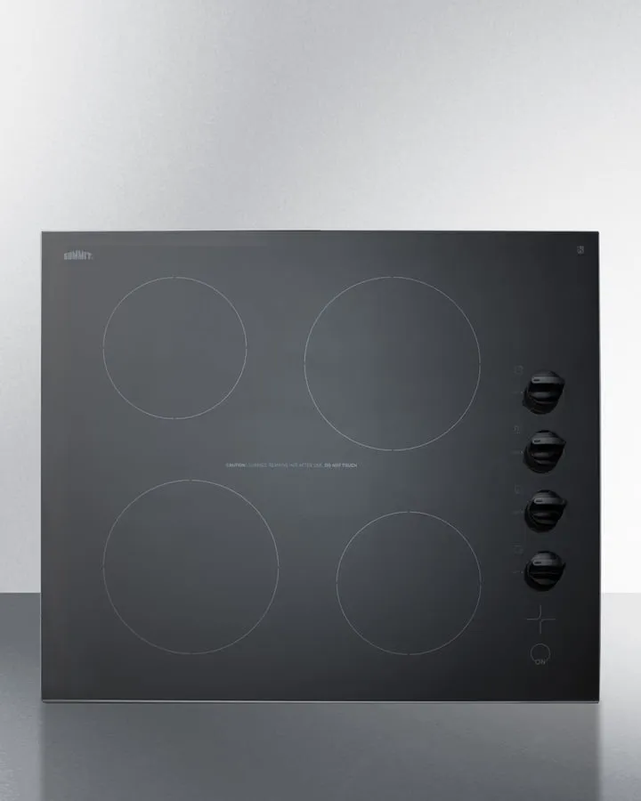 Summit CR4B242BL 24 Wide 230V 4-Burner Radiant Cooktop