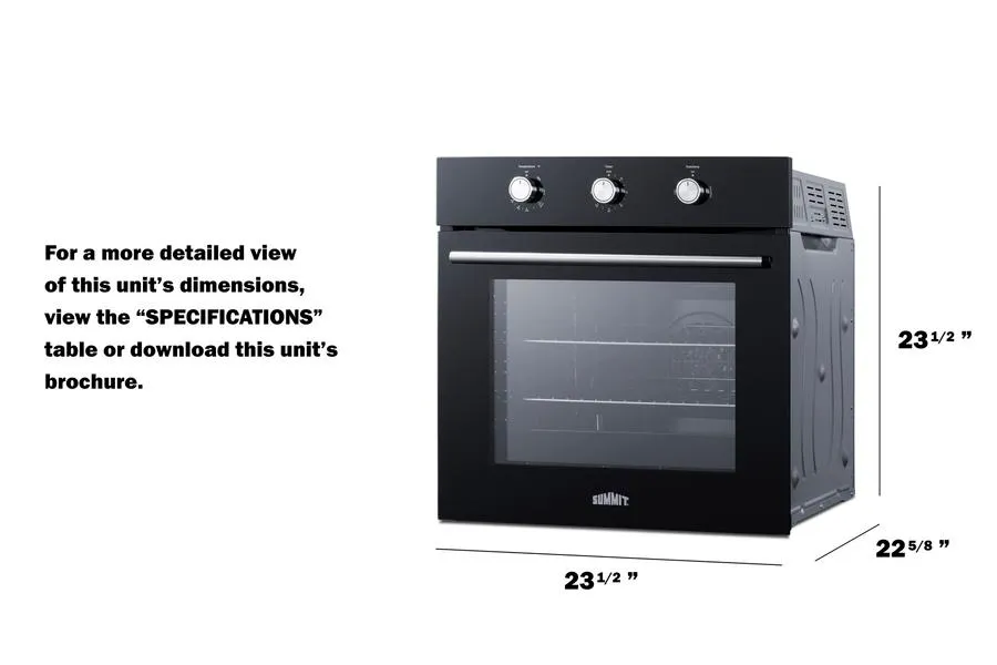 Summit SGW241BK 24 Wide Gas Wall Oven