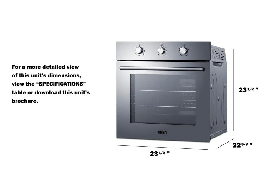 Summit SGW244SSLP 24 Wide Lp Gas Wall Oven