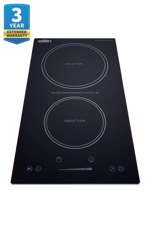 Summit SINCH115V2B 12 Wide 115V 2-Zone Induction Cooktop With Safety Shutoff