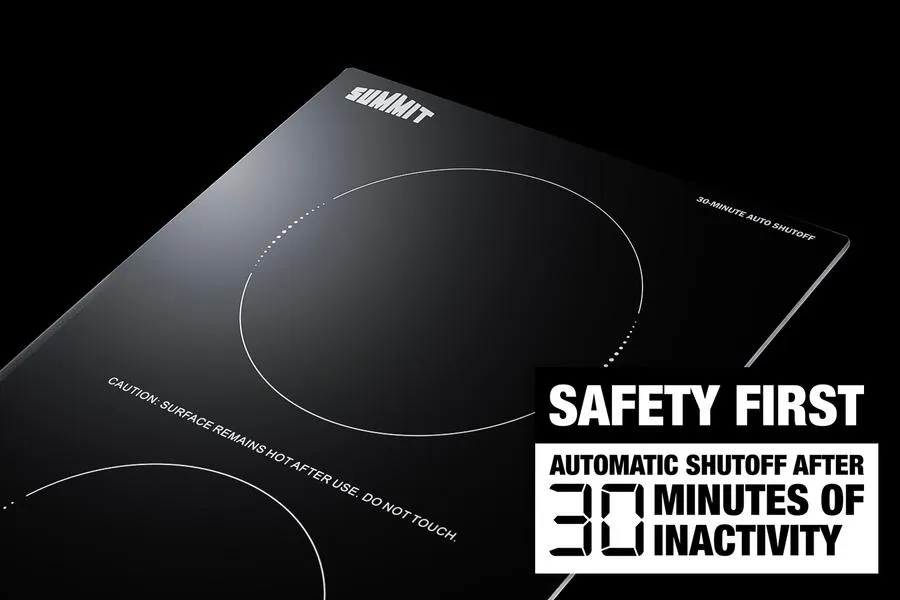 Summit SINCH115V2B 12 Wide 115V 2-Zone Induction Cooktop With Safety Shutoff