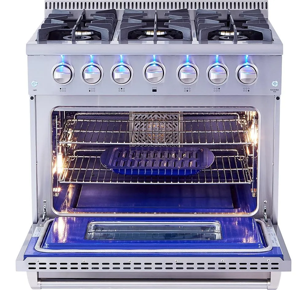 Thor Kitchen HRG3618ULP 36 Inch Professional Liquid Propane Gas Range In Stainless Steel