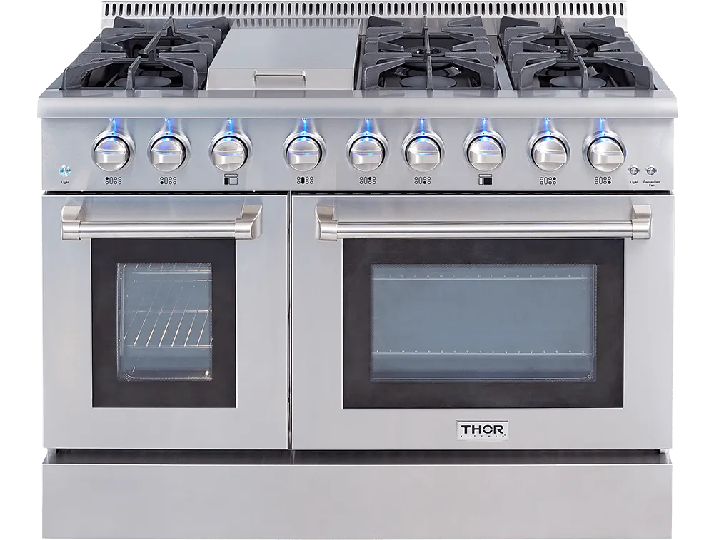 Thor Kitchen HRG4808ULP 48 Inch 6 Burner Professional Gas Range (Video Demo) - Liquid Propane