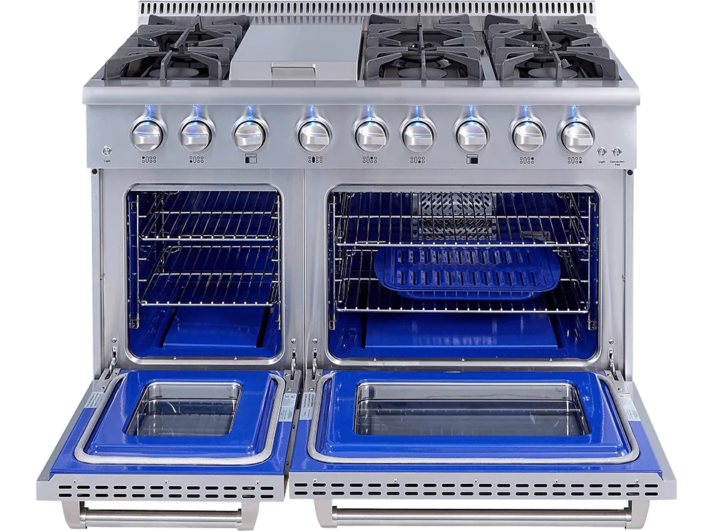 Thor Kitchen HRG4808ULP 48 Inch 6 Burner Professional Gas Range (Video Demo) - Liquid Propane