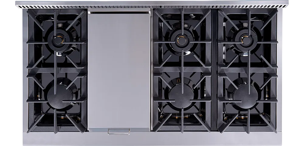 Thor Kitchen HRG4808ULP 48 Inch 6 Burner Professional Gas Range (Video Demo) - Liquid Propane
