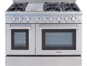Thor Kitchen HRG4808ULP 48 Inch 6 Burner Professional Gas Range (Video Demo) - Liquid Propane