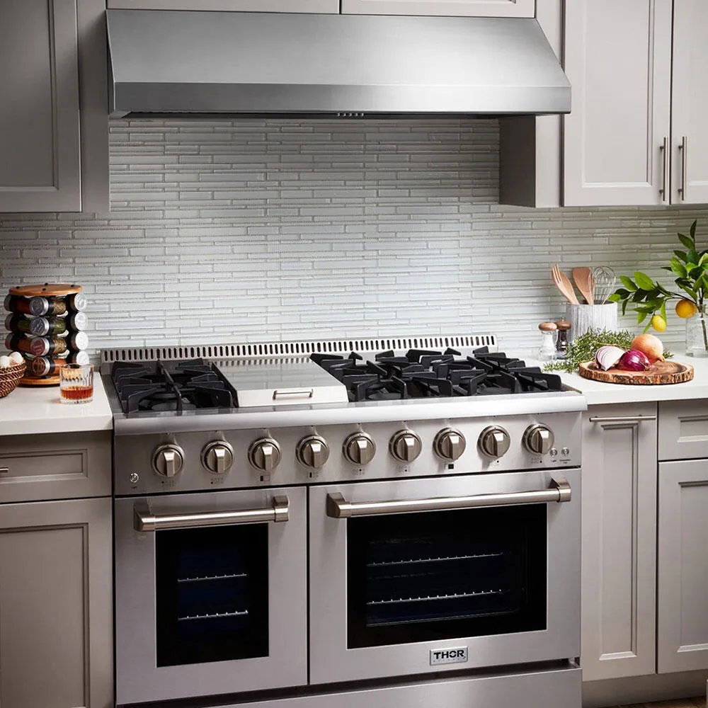 Thor Kitchen TRH4806 48 Inch Professional Range Hood. 11 Inches Tall In Stainless Steel