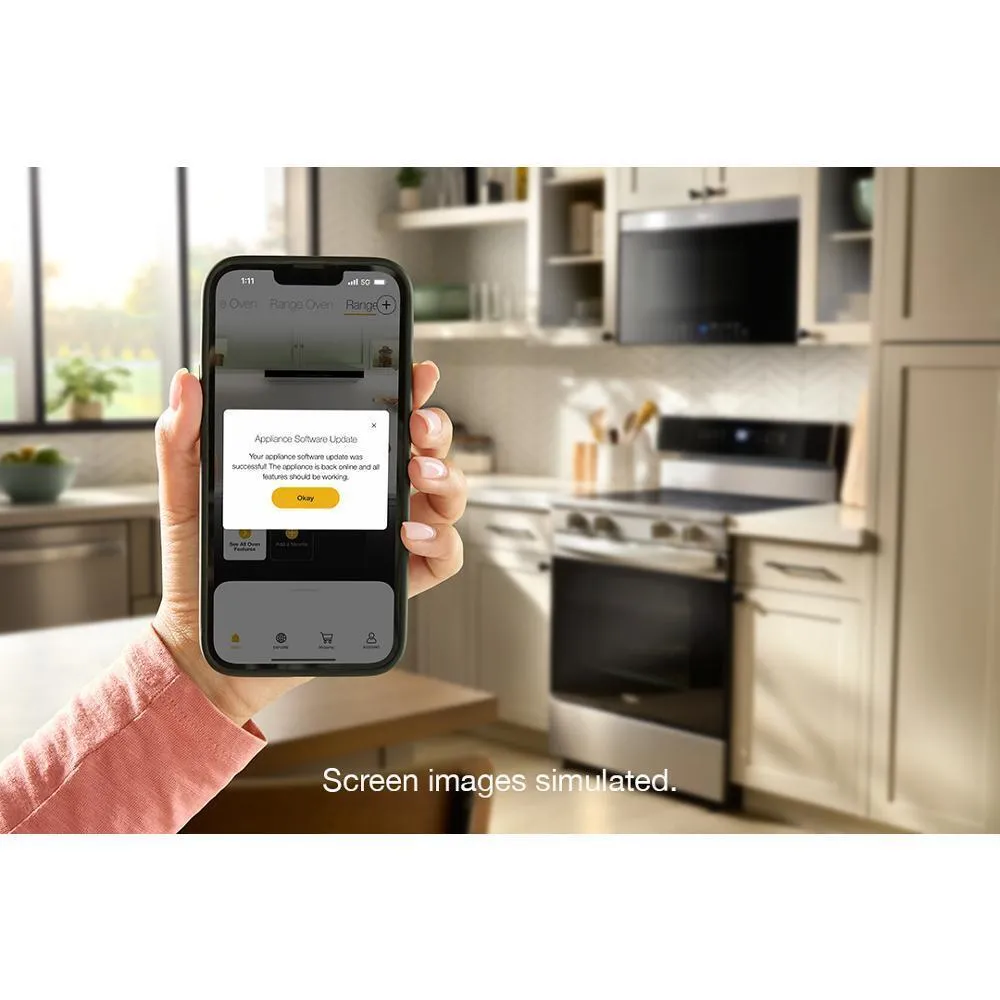 Whirlpool WFES7530RB 30-Inch Smart Electric Smart Range With Air Cooking Technology. No Preheat Air Fry. High Speed Preheat Oven. Wipeclean&#8482; Coating. And Steam/Self Clean