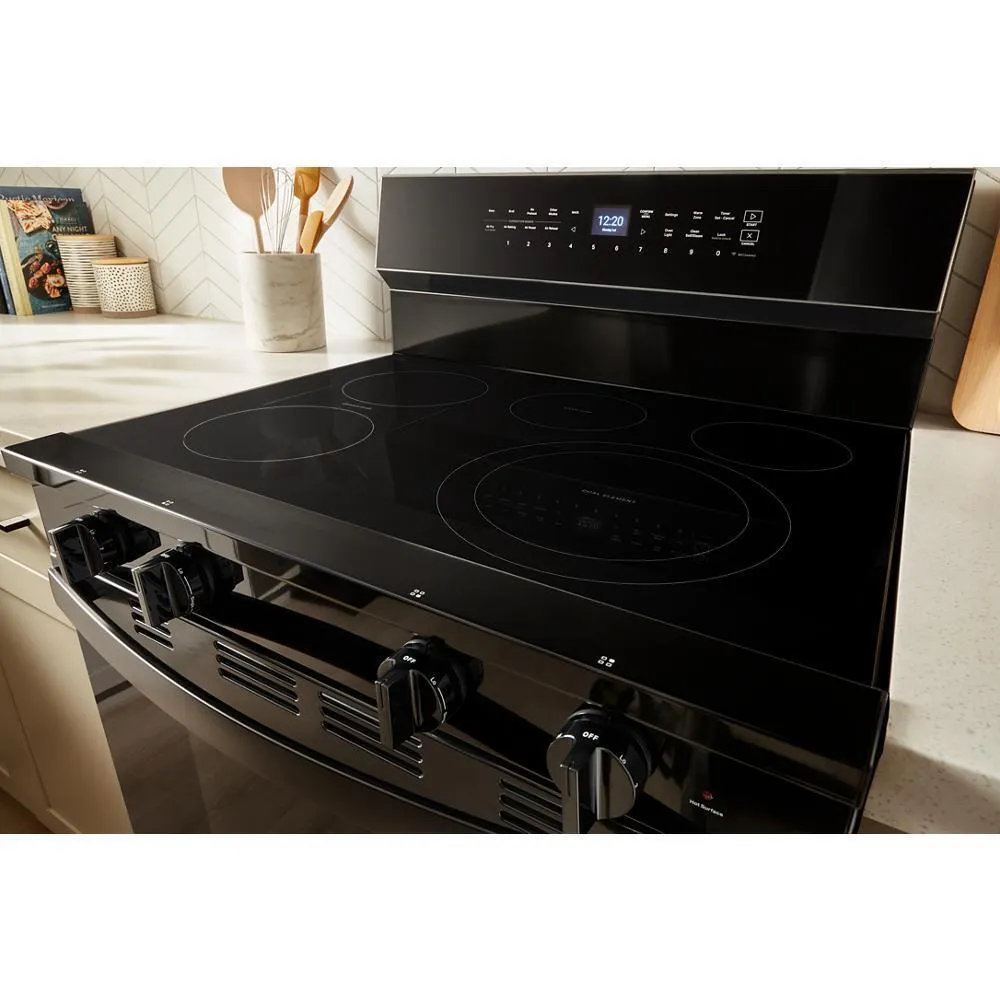 Whirlpool WFES7530RB 30-Inch Smart Electric Smart Range With Air Cooking Technology. No Preheat Air Fry. High Speed Preheat Oven. Wipeclean&#8482; Coating. And Steam/Self Clean